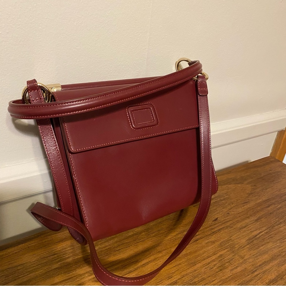 Roger Vivier Maroon Leather Crossbody with Gold Buckle - Picture 2 of 5